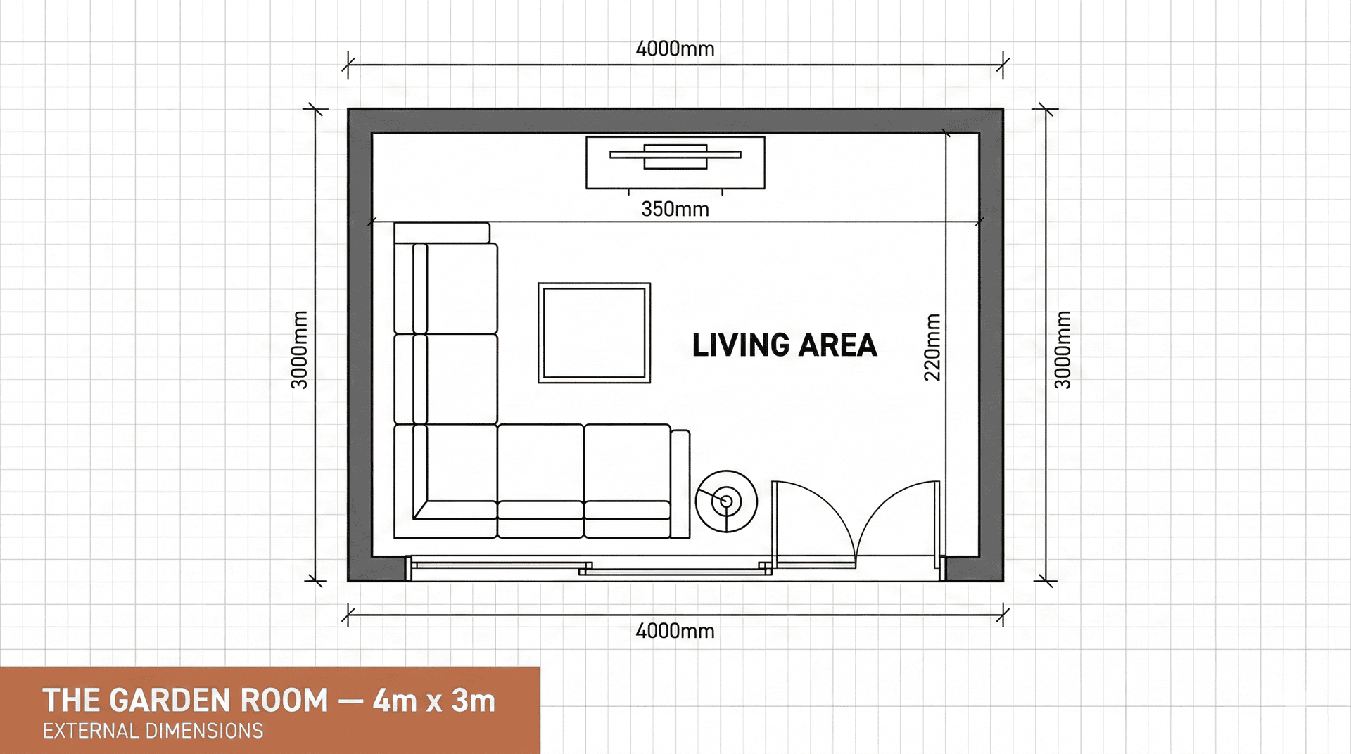 Example floor plan for The Garden Room