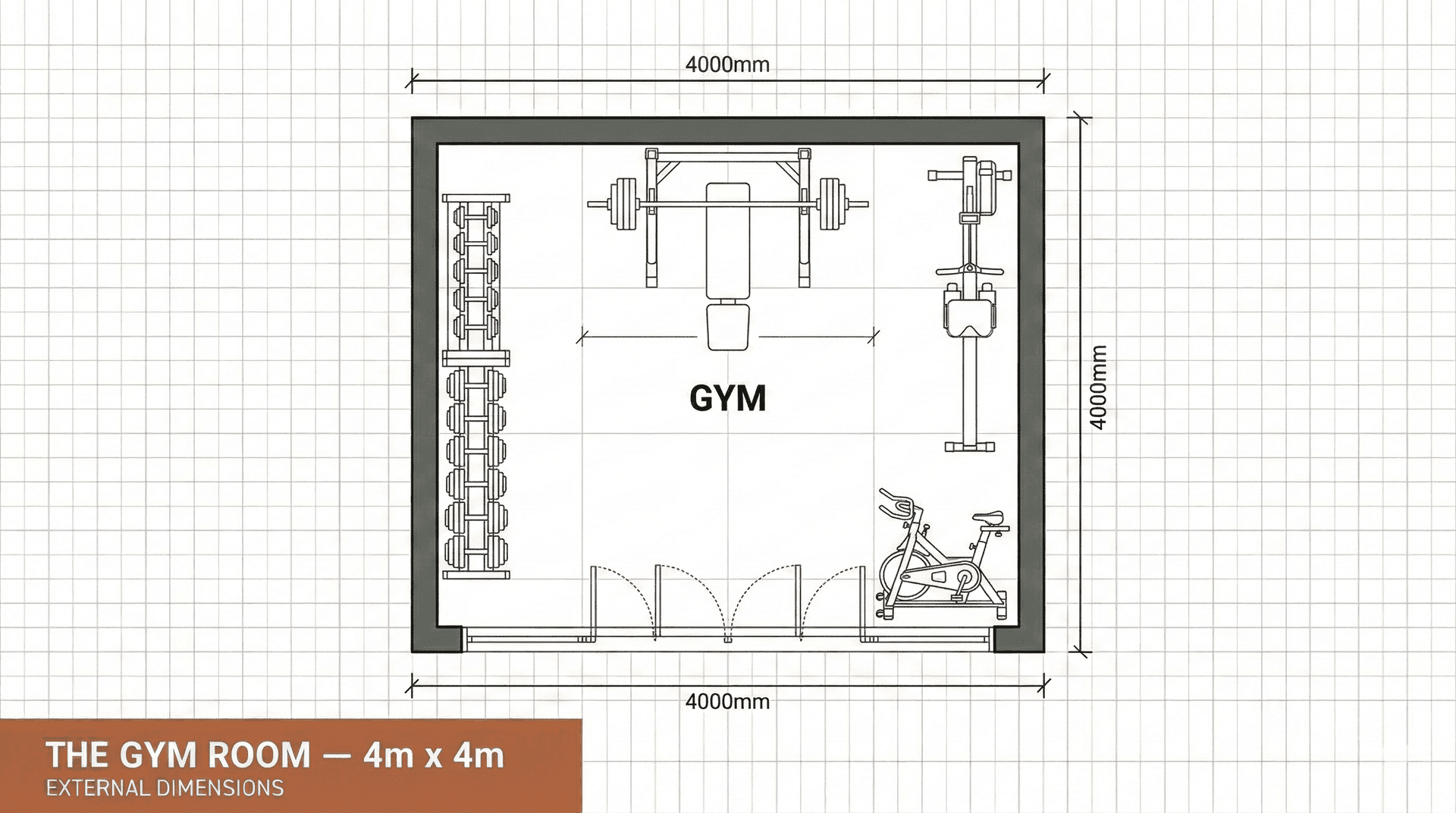 Example floor plan for The Gym Room
