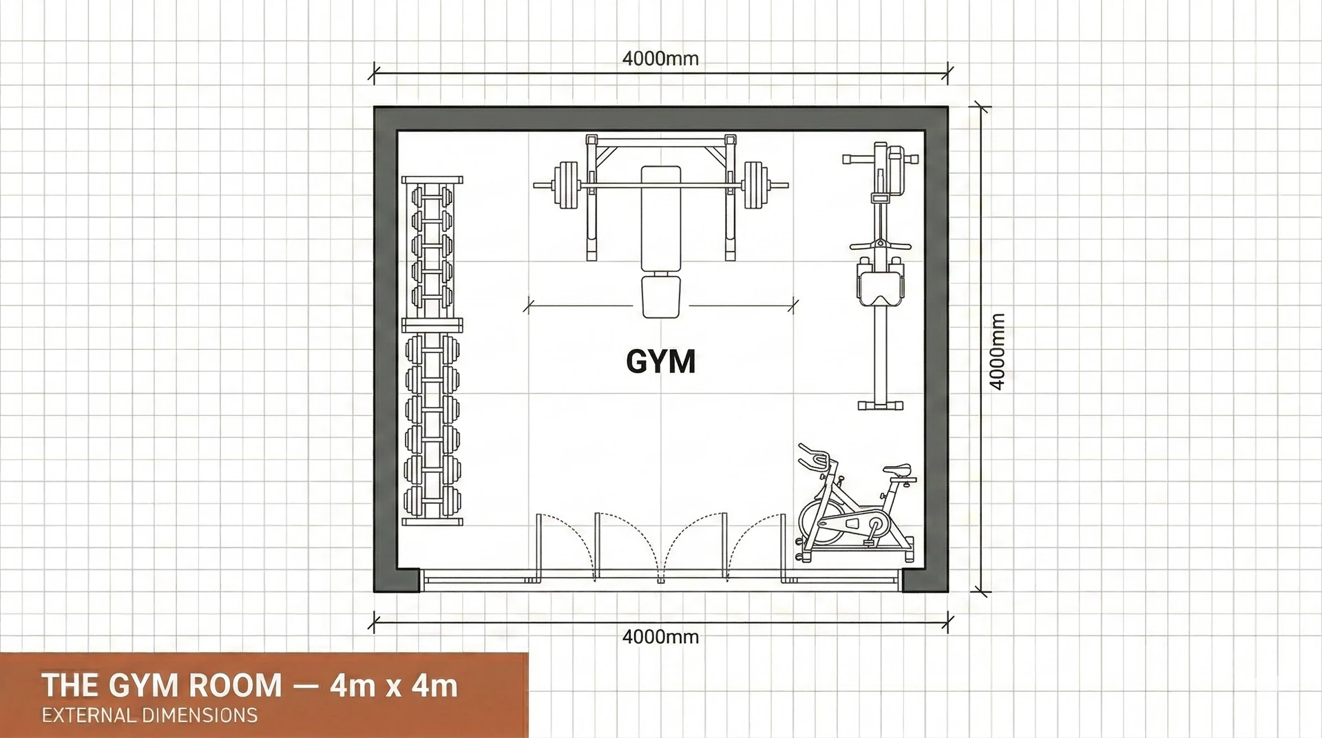 Example floor plan for The Gym Room